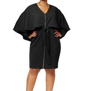 Monif C. Black Long Sleeve Cape Dress  2X NWOT
